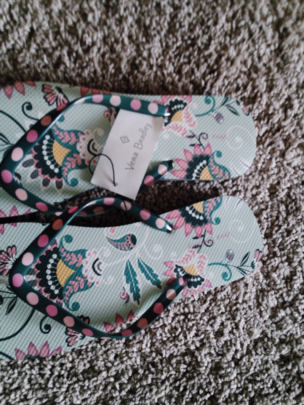 Vera Bradley Teal Floral Flip Flops
